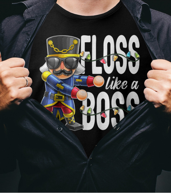 Floss Like A Boss Nutcracker With Christmas Lights T-Shirt