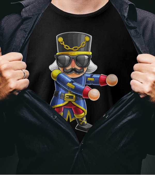 Nutcracker Floss Dance Christmas Character With Sunglasses T-Shirt