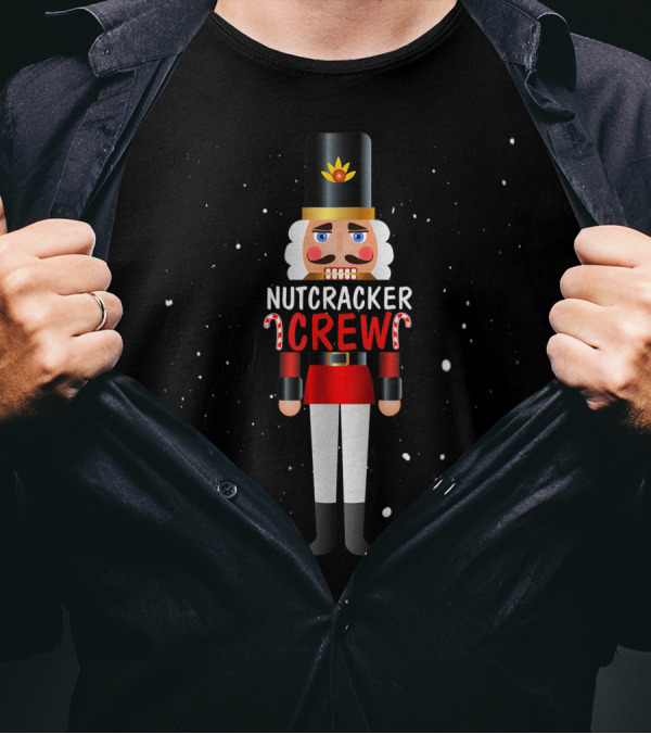 Nutcracker Crew Candy Cane Soldier Snowflakes T-Shirt