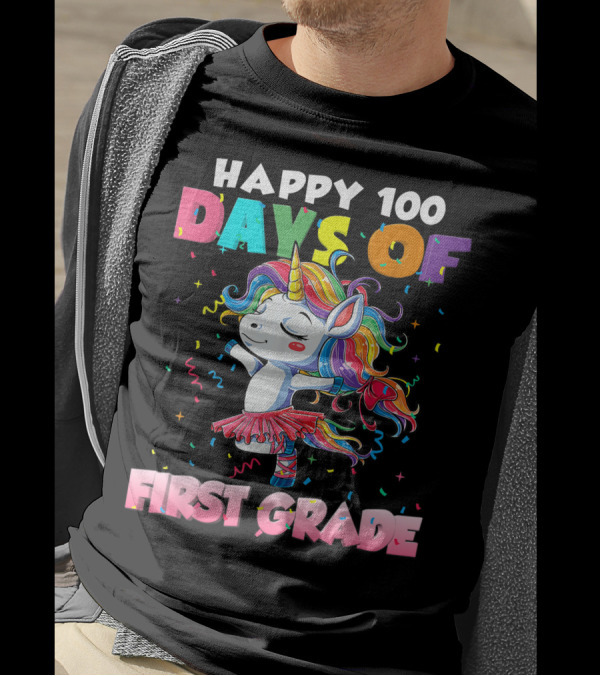 Happy 100 Days Of First Grade Unicorn Ballet T-Shirt