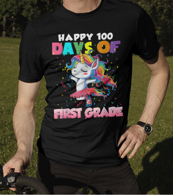 Happy 100 Days Of First Grade Unicorn Ballet T-Shirt