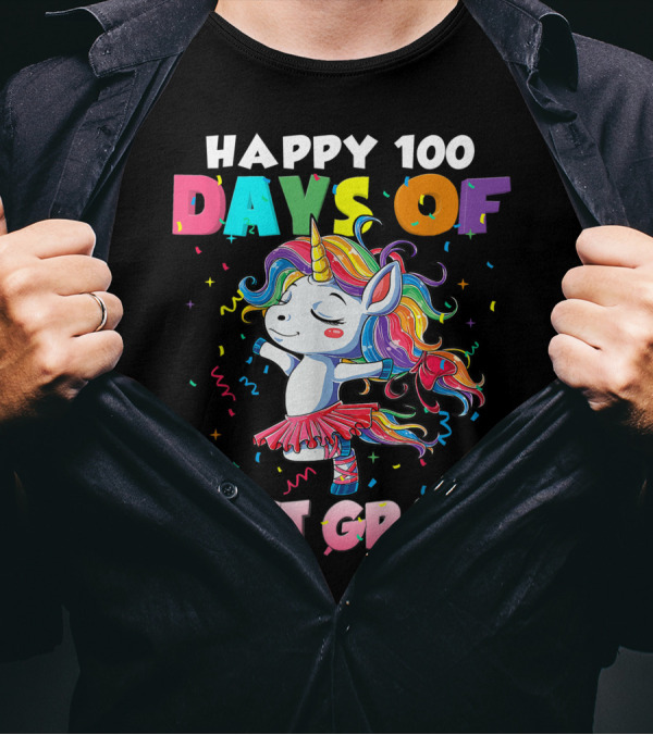 Happy 100 Days Of First Grade Unicorn Ballet T-Shirt