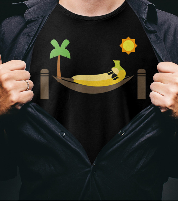Banana Relaxing In Hammock Under Sun Punny Fruit T-Shirt