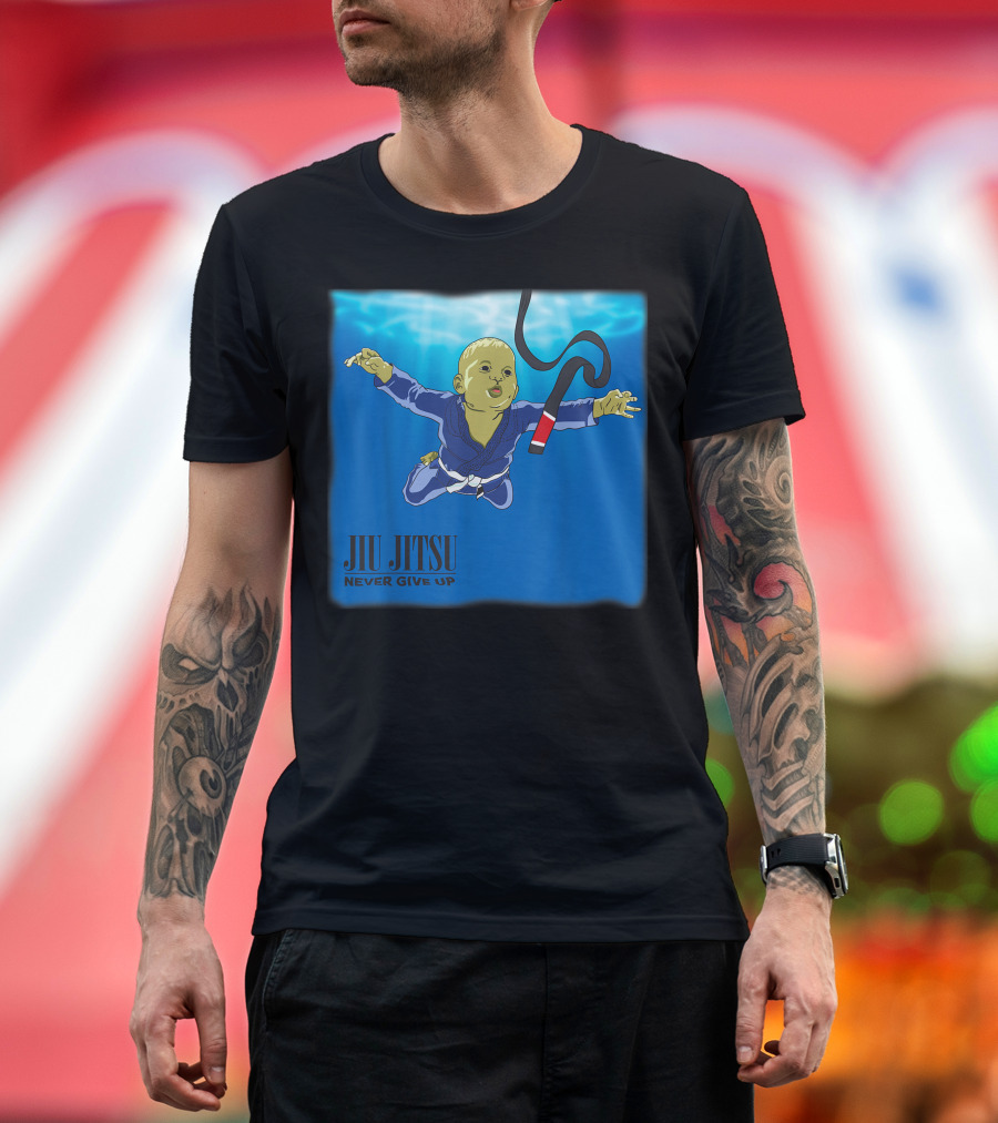 Jiu Jitsu Never Give Up BJJ Black Belt Baby Underwater T-Shirt