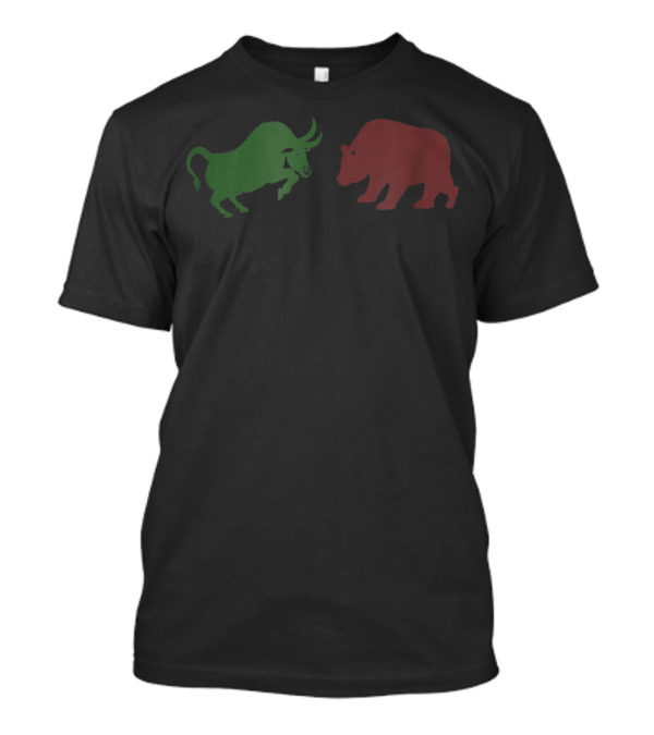 Bull And Bear Stock Market Forex Trader Green Red Contrast T-Shirt