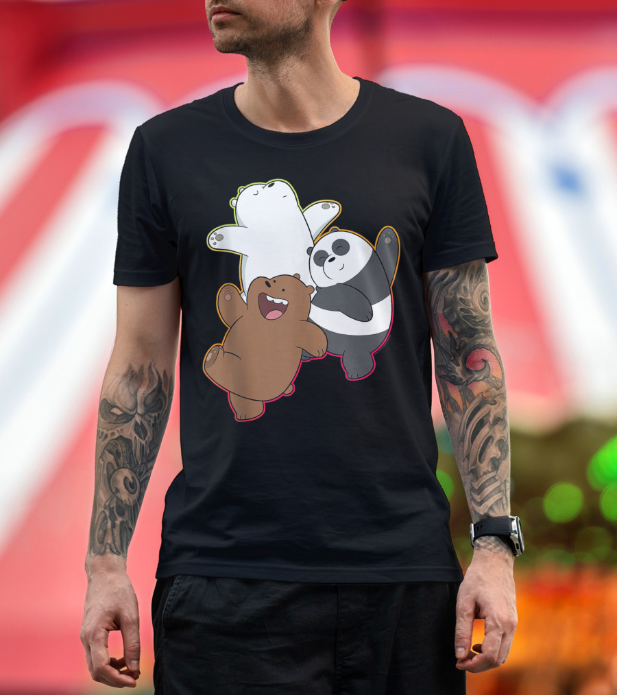 Cn We Bare Bears Dancing Gradient Outline T-Shirt