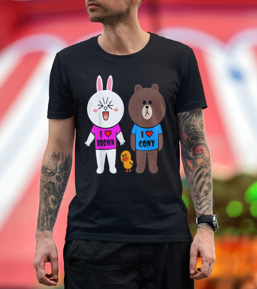 Brown Bear Cony Bunny Rabbit Duck I Love Brown Cony T-Shirt