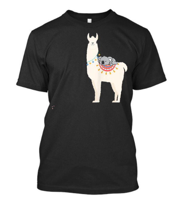 Cute Koala Napping On Decorated Llama Alpaca T-Shirt