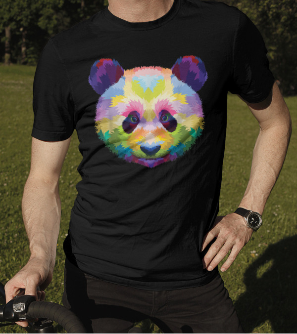 Cute Colorful Geometric Panda Lover Head Artistic Pandas T-Shirt