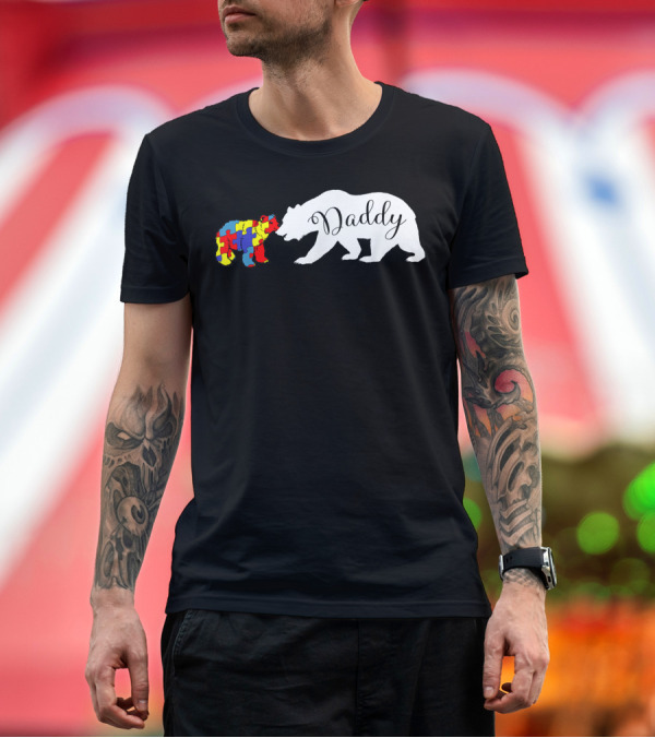 Premium T-Shirt: Daddy Bear Autism Awareness Month Dad Grandpa Men Puzzle Piece Bears T-Shirt Daddy Bear Autism Awareness Month Dad Grandpa Men Puzzle Piece Bears T-Shirt