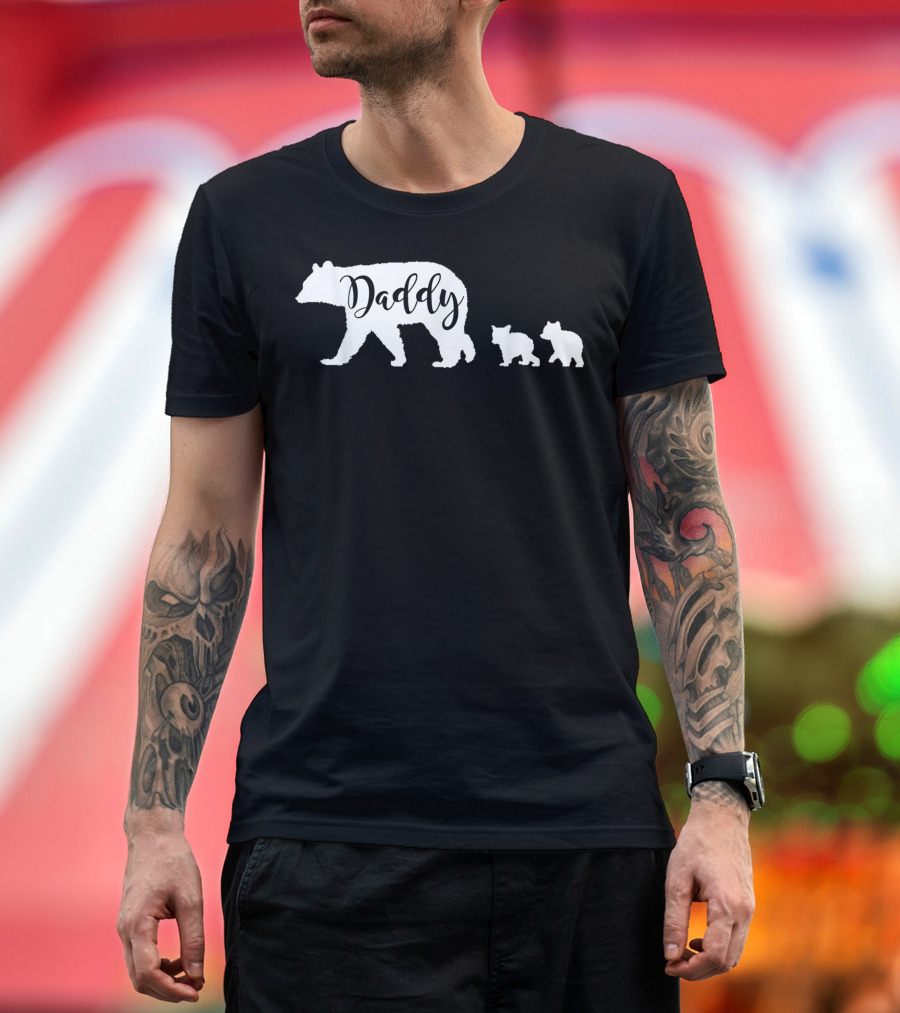 Daddy Bear With Two Cubs Dad Father Papa T-Shirt