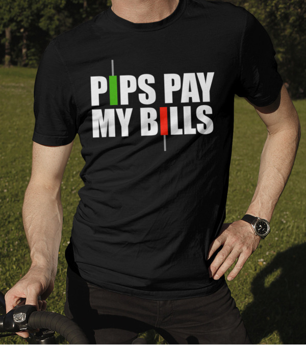 Pips Pay My Bills Forex Trader Iconic Candlestick T-Shirt