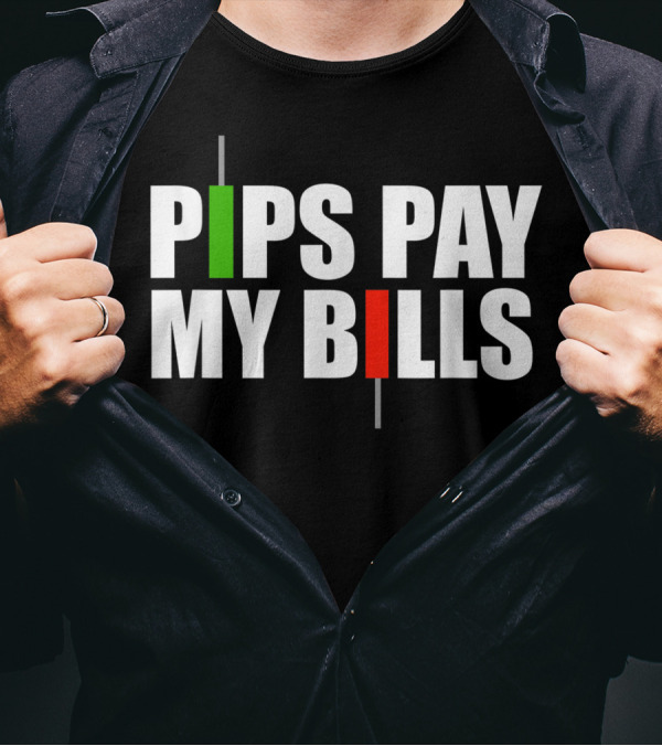 Pips Pay My Bills Forex Trader Iconic Candlestick T-Shirt