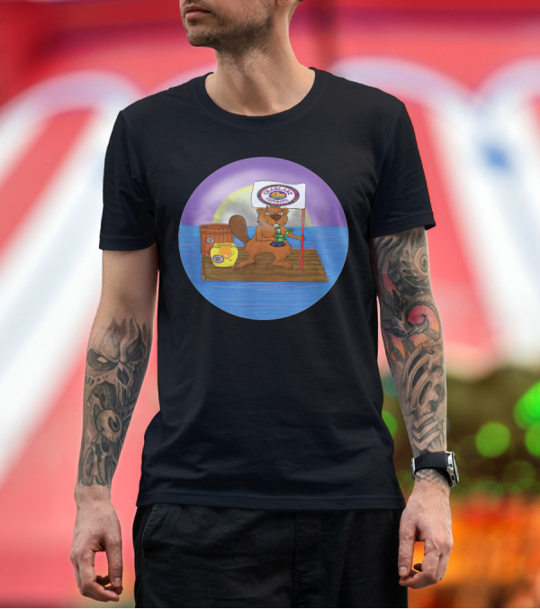 Premium T-Shirt: Grablabz Extractz Barney Beaver On Raft with Flag and Barrel T-Shirt Grablabz Extractz Barney Beaver On Raft with Flag and Barrel T-Shirt