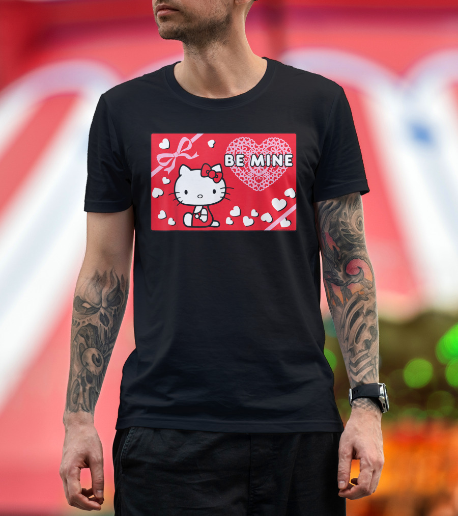 Hello Kitty Be Mine Valentines Day Hearts and Bow T-Shirt