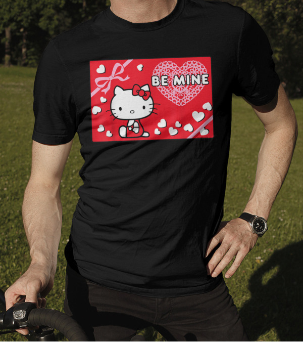 Hello Kitty Be Mine Valentines Day Hearts And Bow T-Shirt
