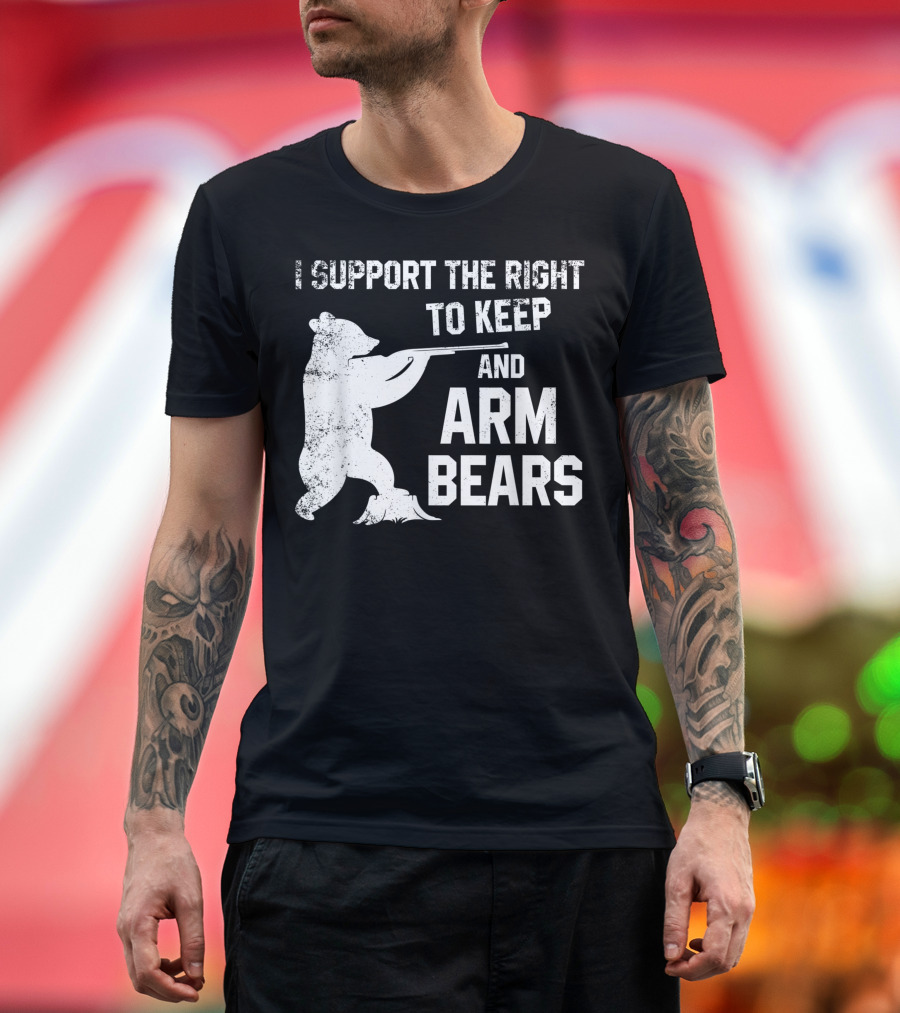 I Support The Right To Keep And Arm Bears Bear With Gun T-Shirt