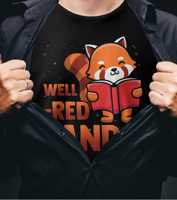 Well-Read Red Panda Book Nerd Standout T-Shirt