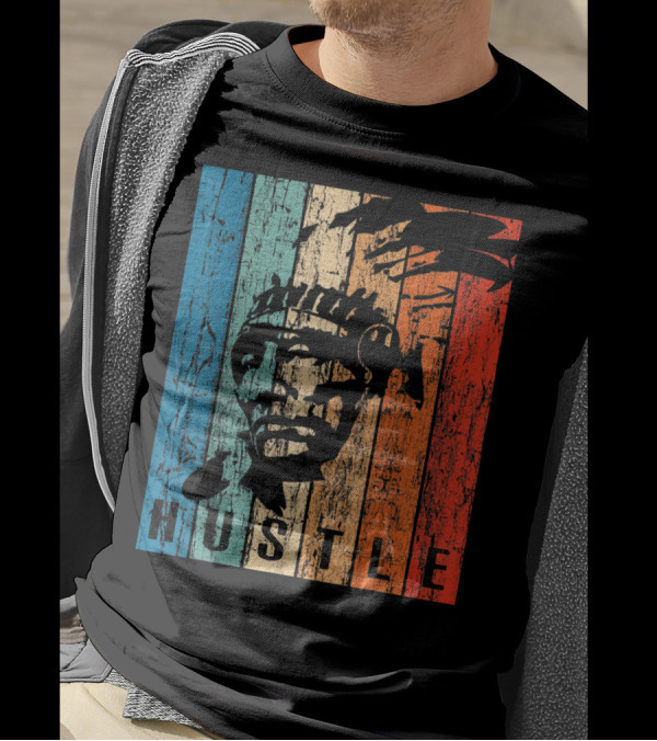 Hustle Native American Rustic Red Blue Texture T-Shirt