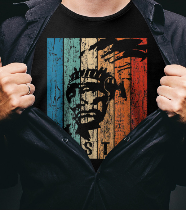Hustle Native American Rustic Red Blue Texture T-Shirt