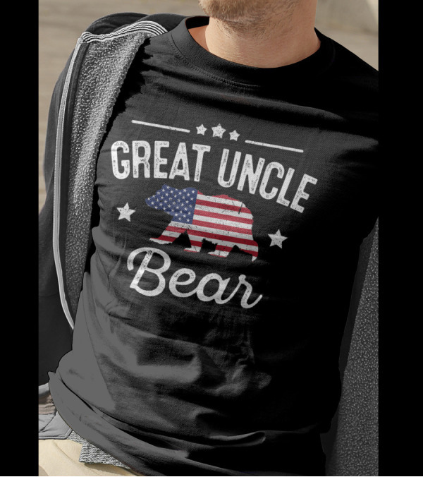 Great Uncle Bear Patriotic American Flag Stars 4th Of July T-Shirt