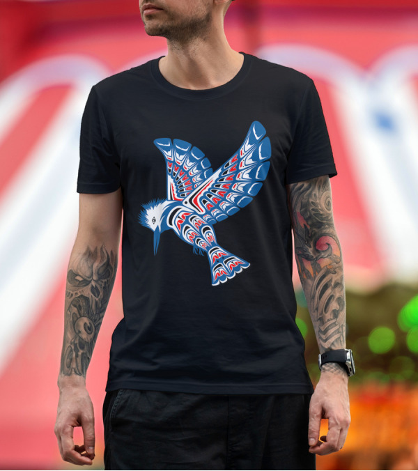 Premium T-Shirt: Native American Style Pacific Northwest Kingfisher Bird T-Shirt Native American Style Pacific Northwest Kingfisher Bird T-Shirt
