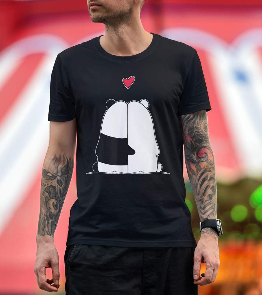 Panda Polar Bear Love Couples Girlfriend Valentines Day Heart T-Shirt