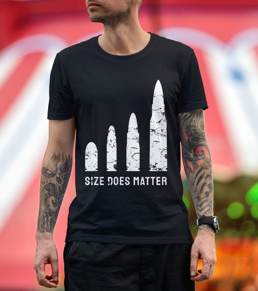 Size Does Matter Bullet Caliber Gun Humor T-Shirt