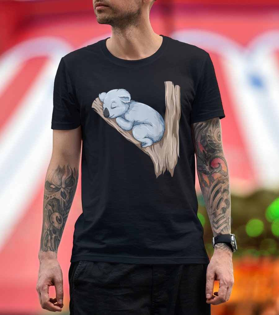 Sleeping Koala Bear on Tree Branch for Koala Lovers T-Shirt