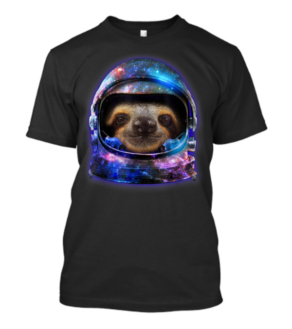 Sloth Astronaut Helmet In Cosmic Galaxy Space Scene T-Shirt