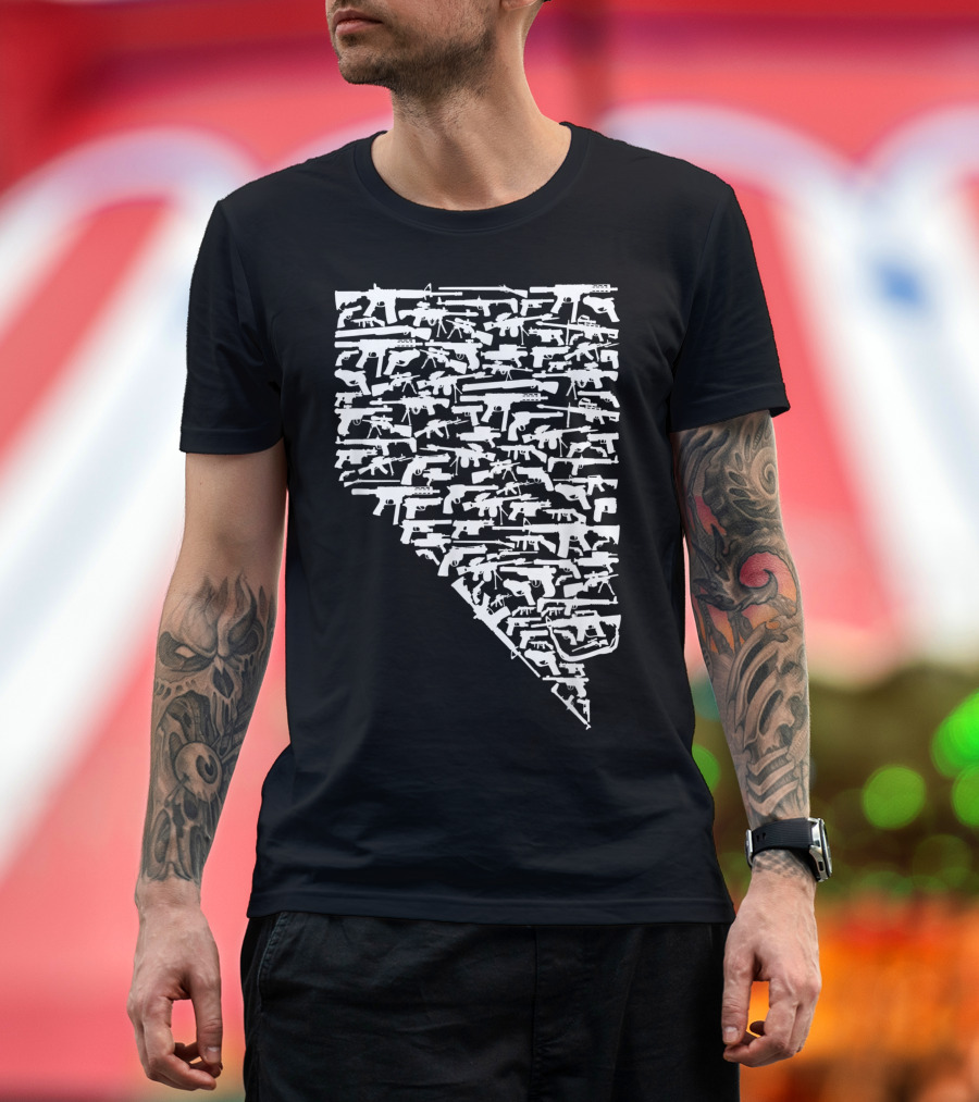 State Of Nevada Composed Of Firearms Celebrating 2nd Amendment Rights T-Shirt