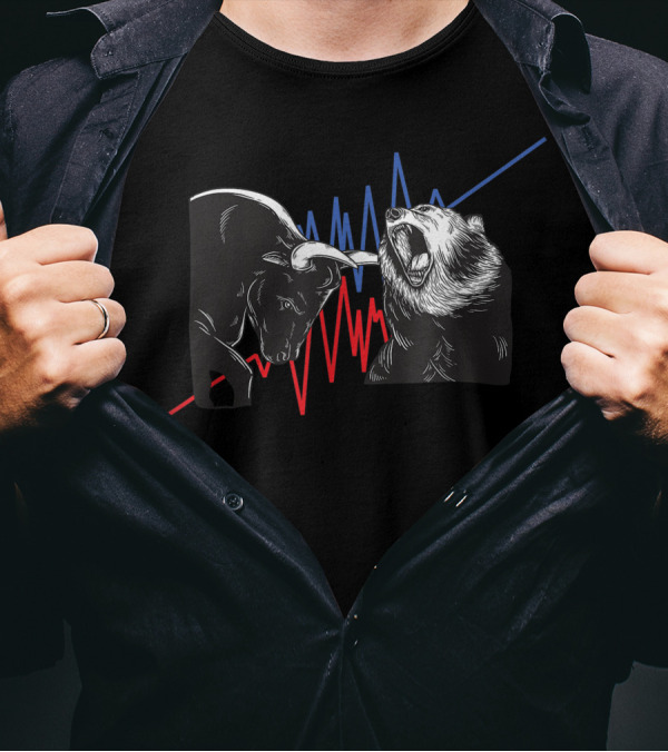 Bull And Bear Stock Market Trading Day Trader Options Investor T-Shirt