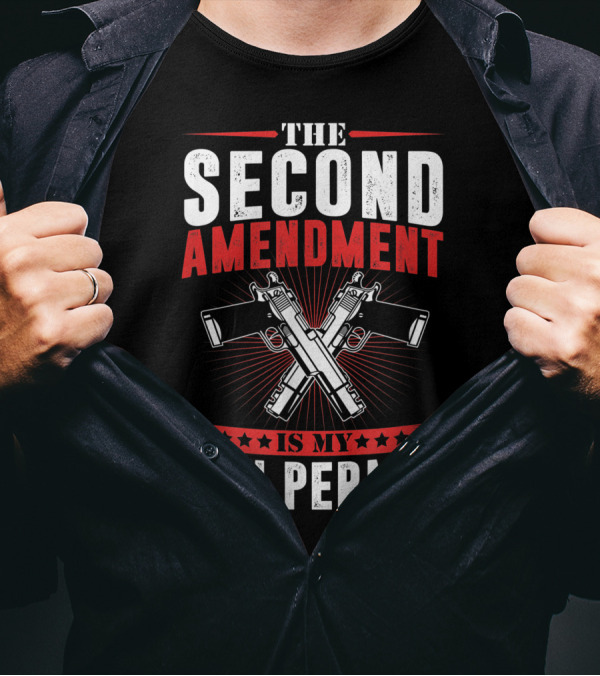 The Second Amendment Is My Gun Permit Weapons Crossing Graphics T-Shirt