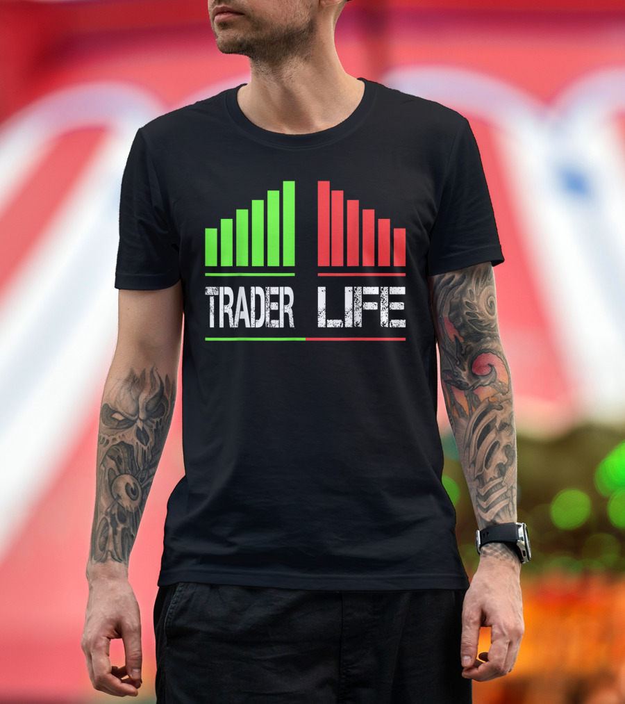 Trader Life Wall Street Bull and Bear Market Trading Bars T-Shirt