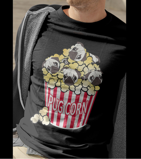 Pug Corn Cute Dog In Popcorn Puppy Bucket T-Shirt