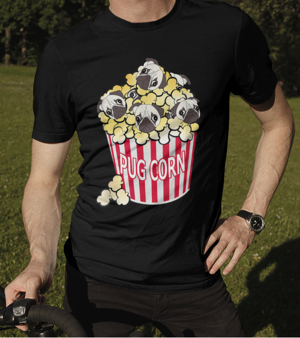 Pug Corn Cute Dog In Popcorn Puppy Bucket T-Shirt