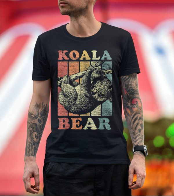Premium T-Shirt: Vintage Koala Bear Retro Stripes T-Shirt Vintage Koala Bear Retro Stripes T-Shirt