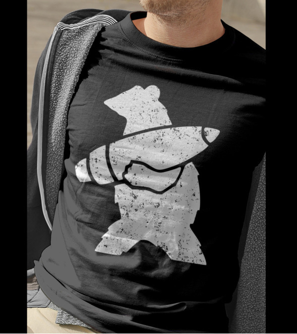 Wojtek The Bear Corporal Iconic Silhouette With Artillery Shell T-Shirt
