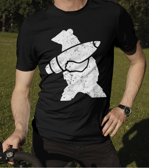 Wojtek The Bear Corporal Iconic Silhouette With Artillery Shell T-Shirt