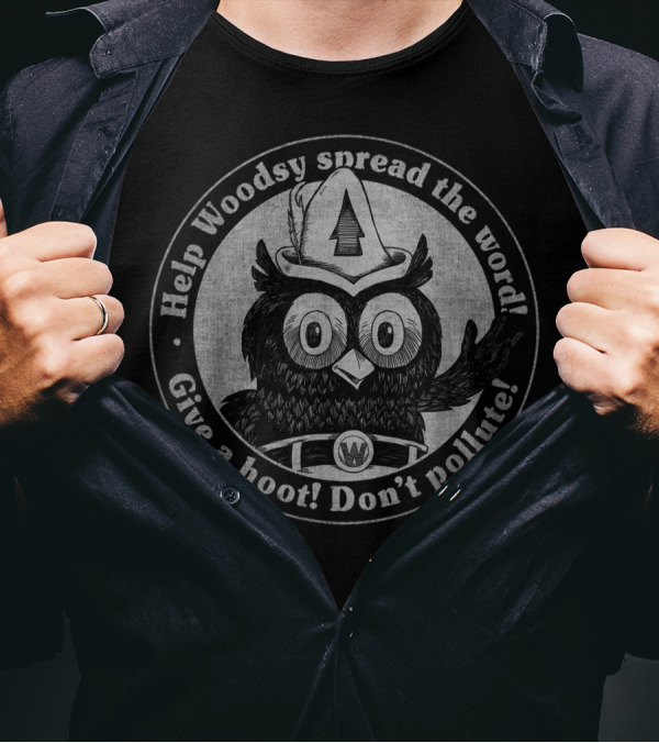 Help Woodsy Spread The Word Give A Hoot Don't Pollute Distressed And Faded T-Shirt