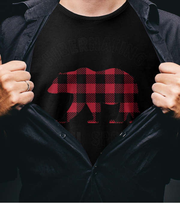 Hibernating Until Spring Buffalo Plaid Polar Bear T-Shirt