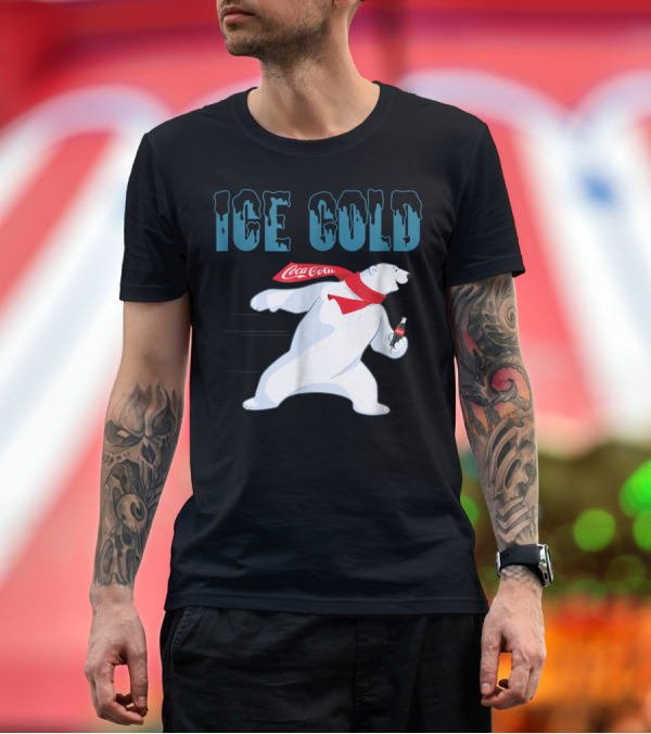 Premium T-Shirt: Coca Cola Ice Cold Polar Bear Holding Coke Bottle T-Shirt Coca Cola Ice Cold Polar Bear Holding Coke Bottle T-Shirt