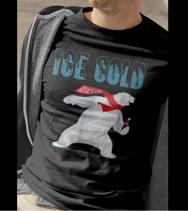 Coca Cola Ice Cold Polar Bear Holding Coke Bottle T-Shirt
