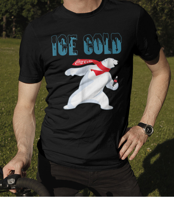 Coca Cola Ice Cold Polar Bear Holding Coke Bottle T-Shirt