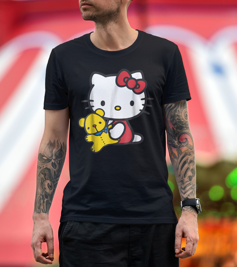Hello Kitty Hugging Yellow Teddy Bear T-Shirt