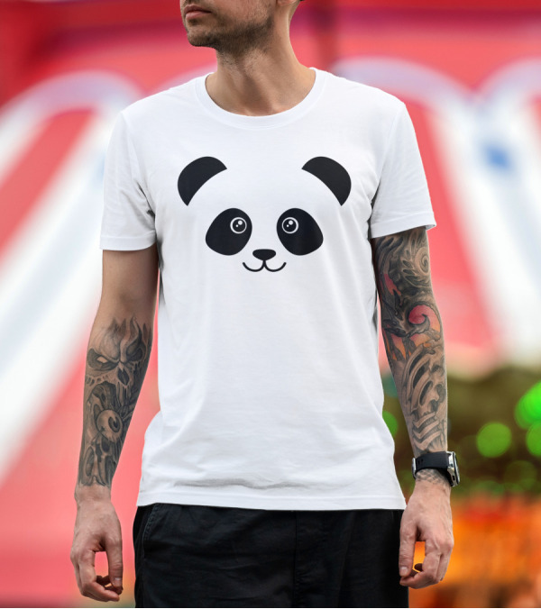 Premium T-Shirt: Panda Face Cute Bear Lover Black and White Animal T-Shirt Panda Face Cute Bear Lover Black and White Animal T-Shirt