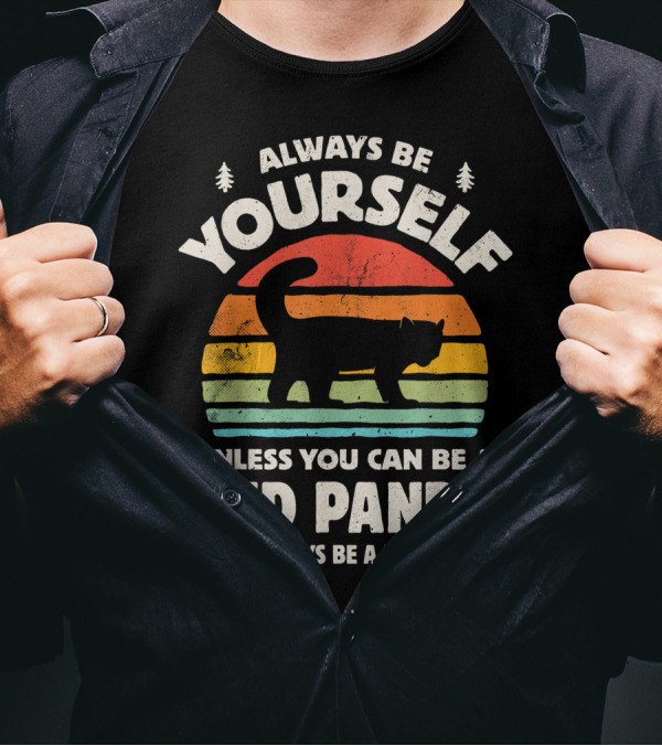 Always Be Yourself Unless You Can Be A Red Panda Then Always Be A Red Panda Vintage Silhouette Retro Sunset T-Shirt