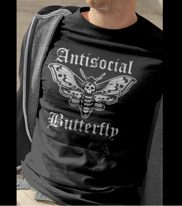 Antisocial Butterfly Skull Moth Introvert T-Shirt