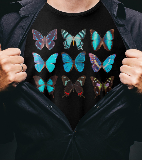Butterfly Lover Colorful Butterflies Entomologist Science Collection T-Shirt