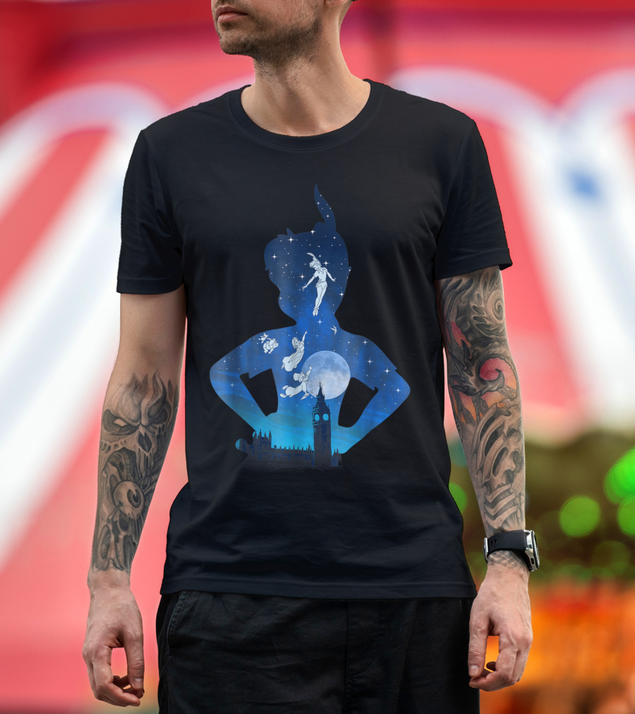 Disney Peter Pan Starry Night London Flight Silhouette Adventure T-Shirt